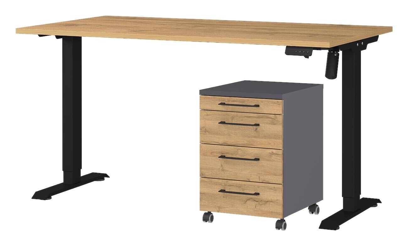 Büro-Sets 9749-582 Eiche Grand-Son Nachbildung Graphit schwarz B/H/T: ca. 197x119x80 cm Büro-Sets 9749-582 Eiche Grand-Son Nachbildung Graphit schwarz B/H/T: ca. 197x119x80 cm