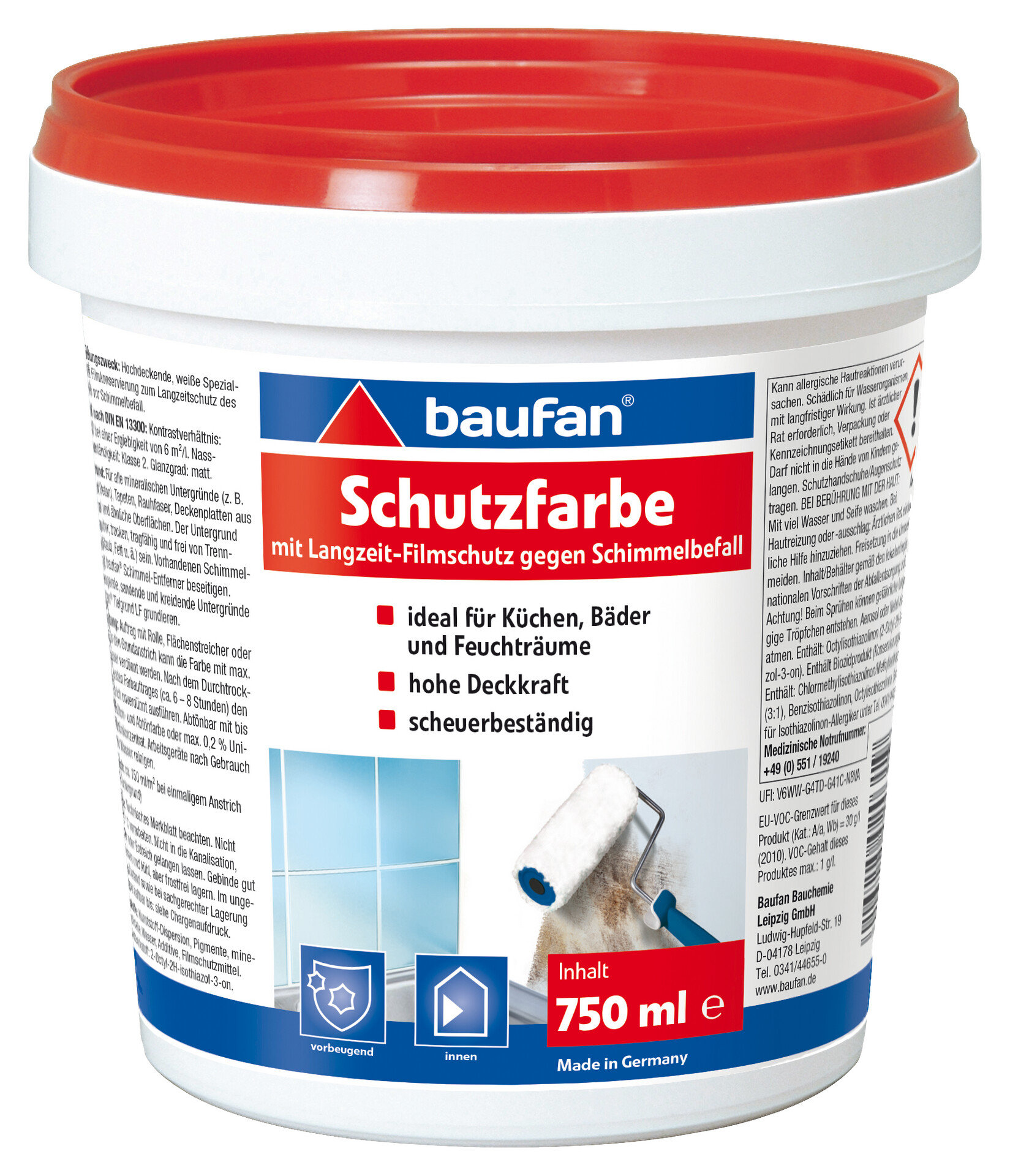 Baufan Anti-Schimmelfarbe weiß ca. 0,75 l