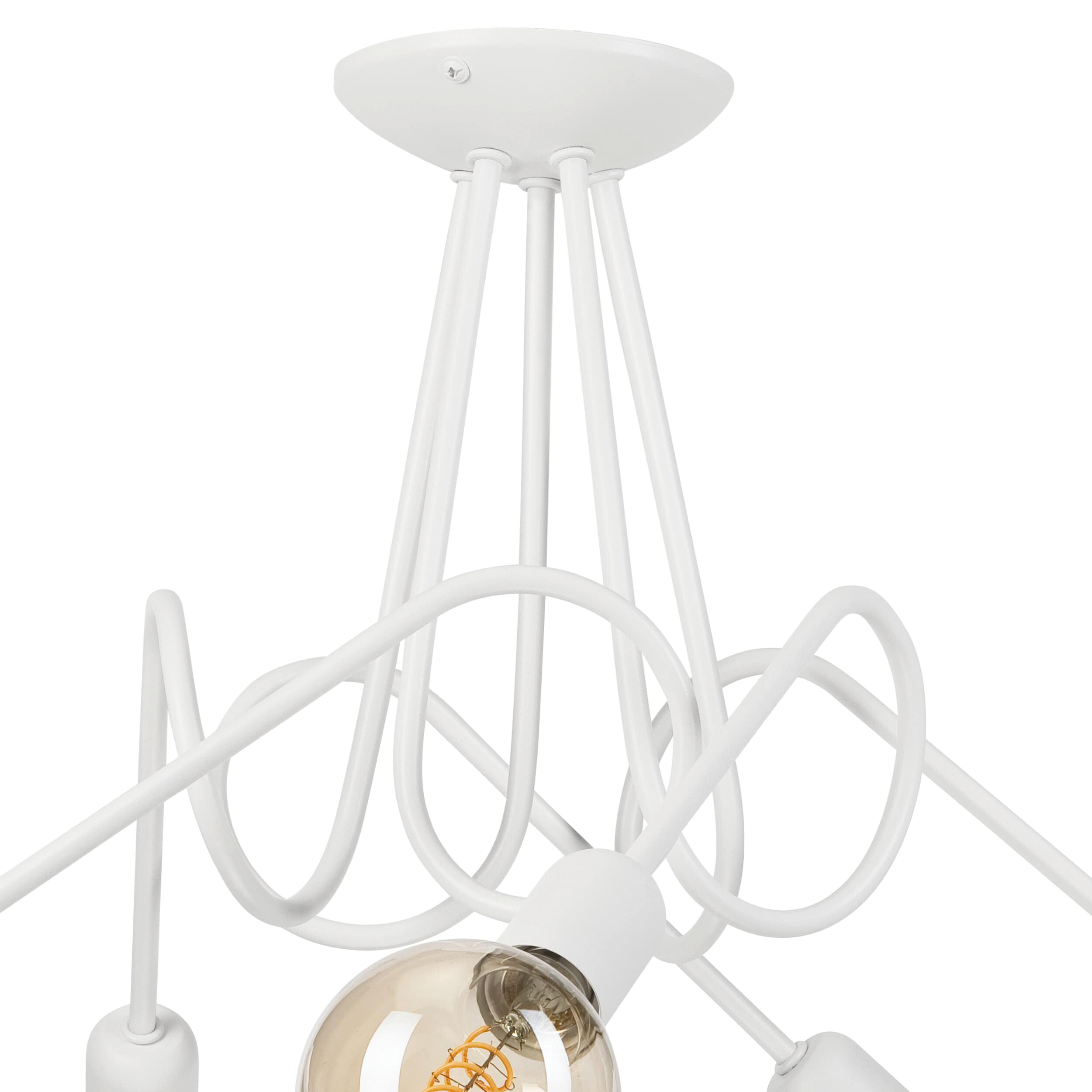 Lamkur Kronleuchter weiß Stahl B/H/L: ca. 39x54x54 cm E27 5 Brennstellen