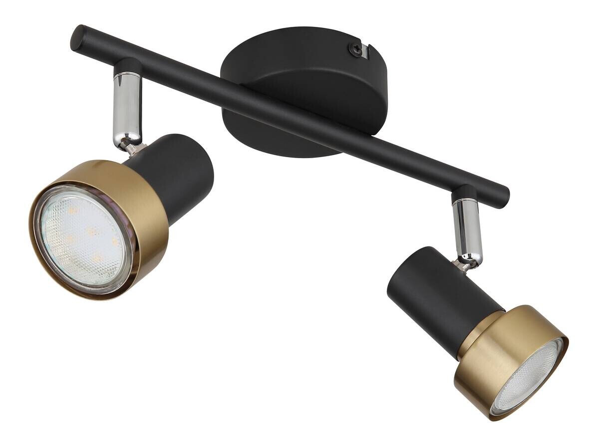 GLOBO Spot Chrom mattschwarz altgold Metall B/H/T: ca. 25x11,8x8,5 cm GU10 2 Brennstellen