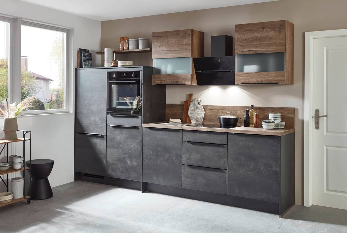 nobilia Küchenblock Laser Schwarzbeton strukturiert Nachbildung Schwarzbeton strukturiert Nachbildung Schwarzbeton strukturiert Nachbildung B/H/T: ca. 305x215x60 cm