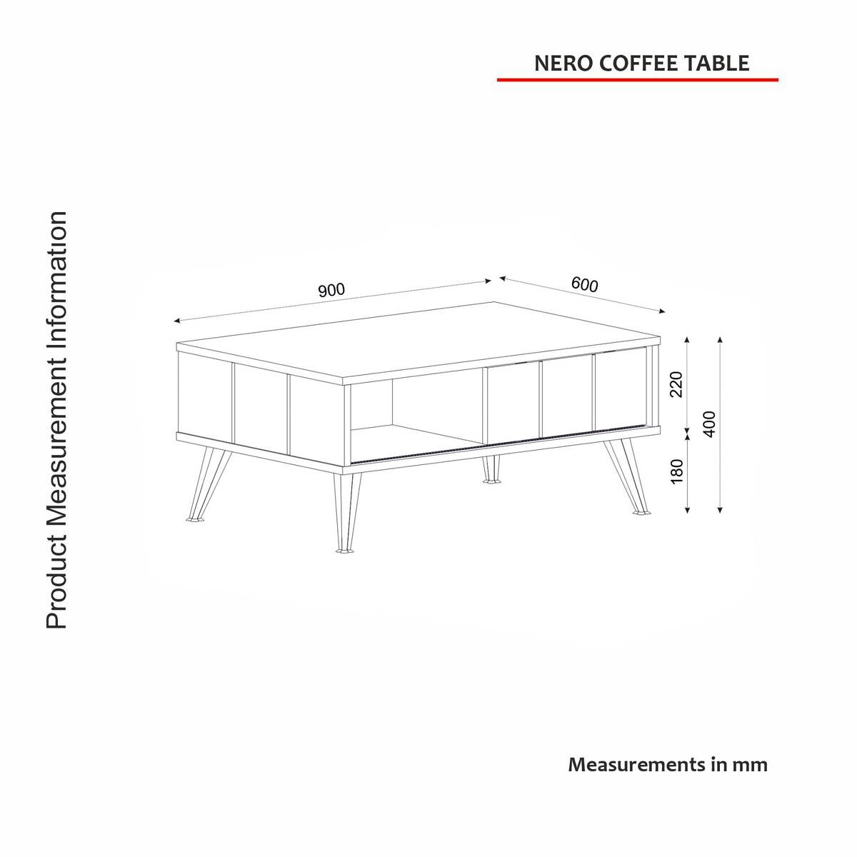 Couchtisch Nero Rebab braun dunkelgrau B/H/T: ca. 90x40x60 cm