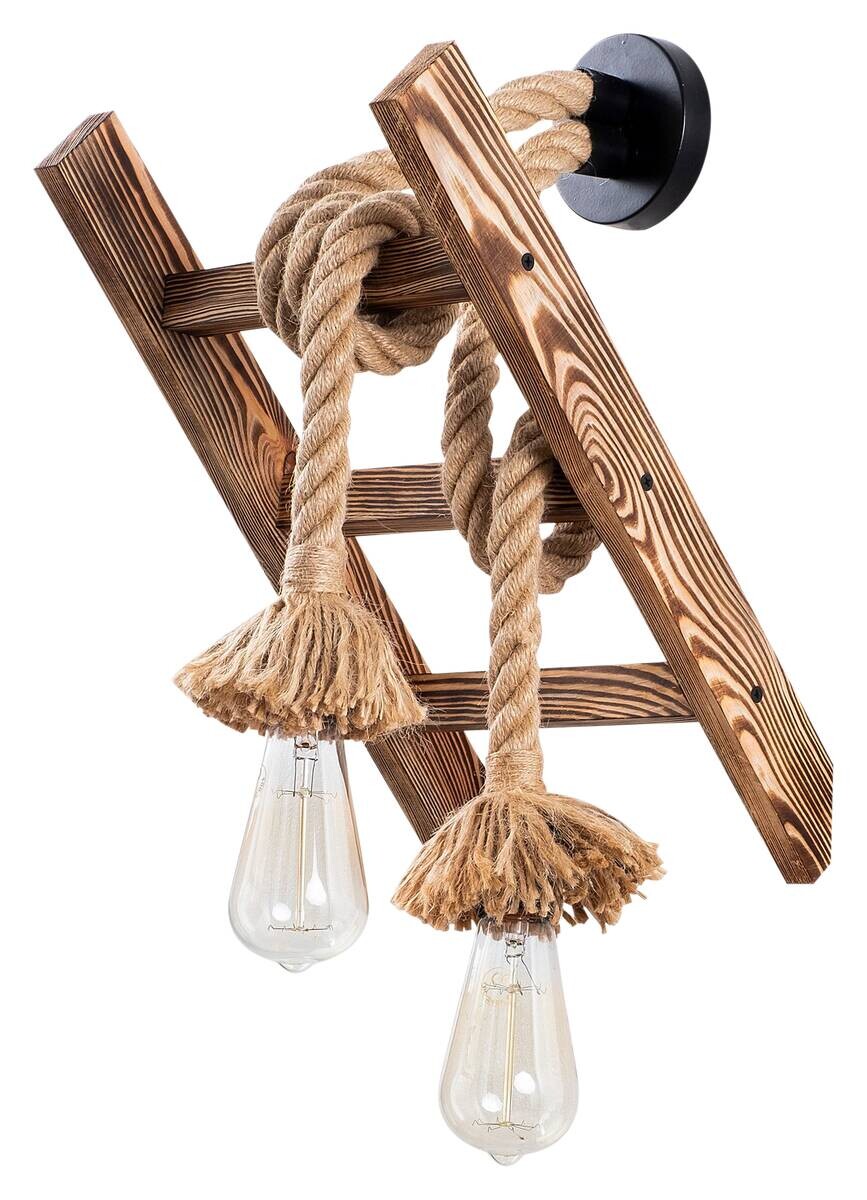 Opviq Wandleuchte Erebos natur Holz B/H/T/L: ca. 26x45x26x25 cm E27 1 Brennstellen