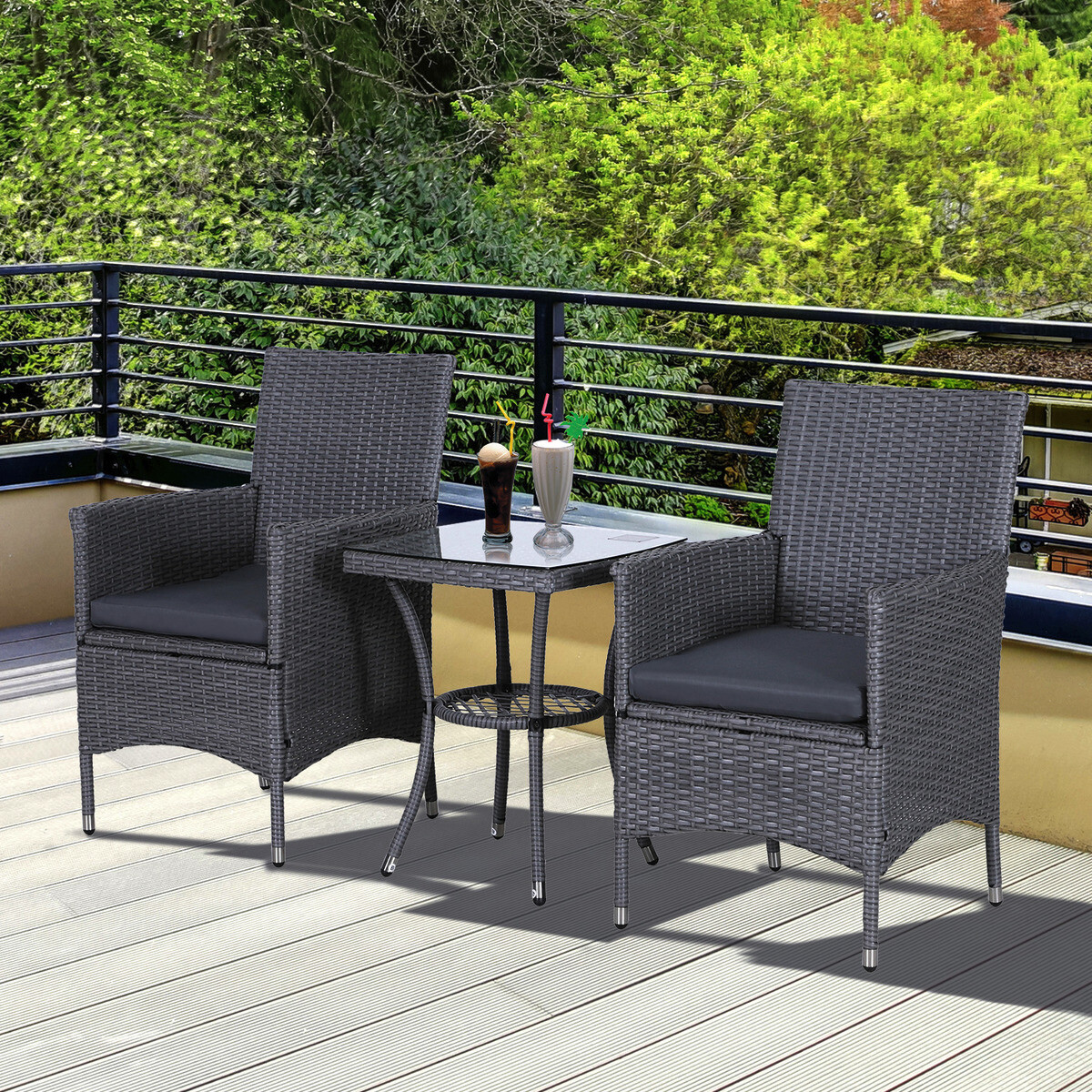 Outsunny Balkonset grau Stahl