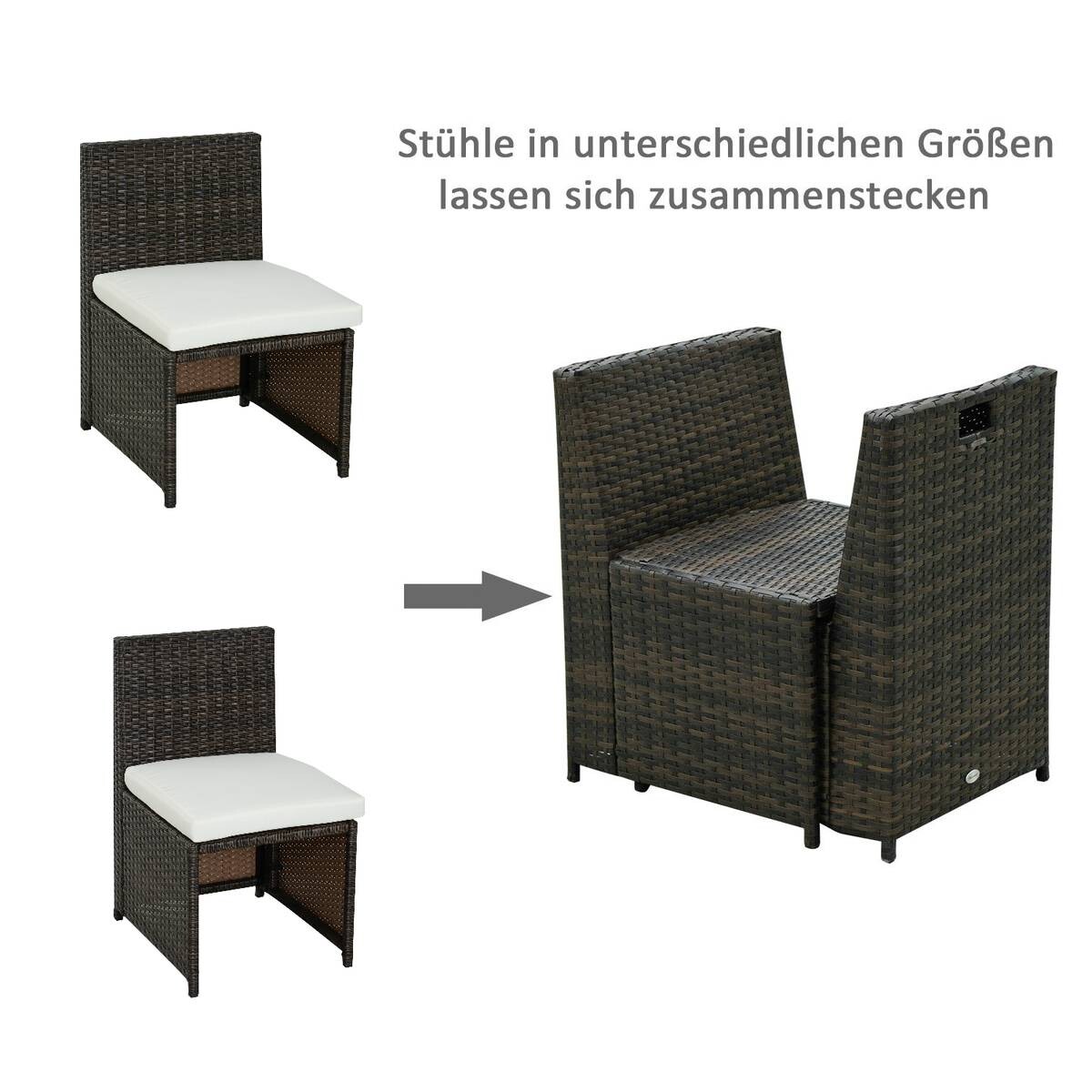 Outsunny Garnitur braun Polyrattan
