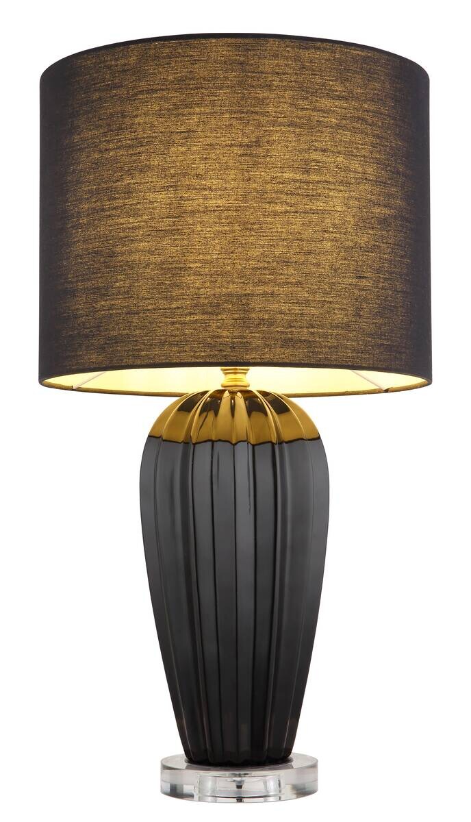 GLOBO Tischleuchte IRINA 24145B Chrom klar schwarz Kunststoff Metall Keramik H/D: ca. 59x35 cm E27 1 Brennstellen