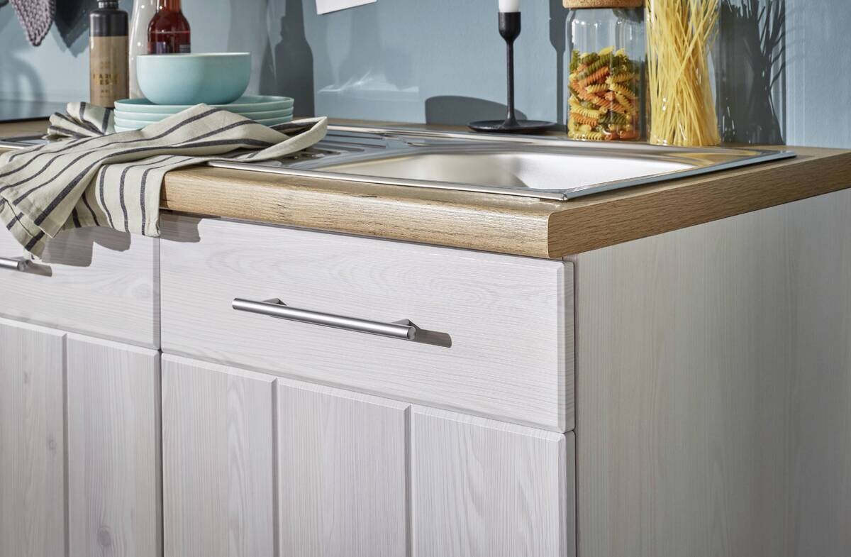 Respekta Winkelküche BERPL310LHWC weiß Lärche Nachbildung B/H/T: ca. 310x211x172 cm