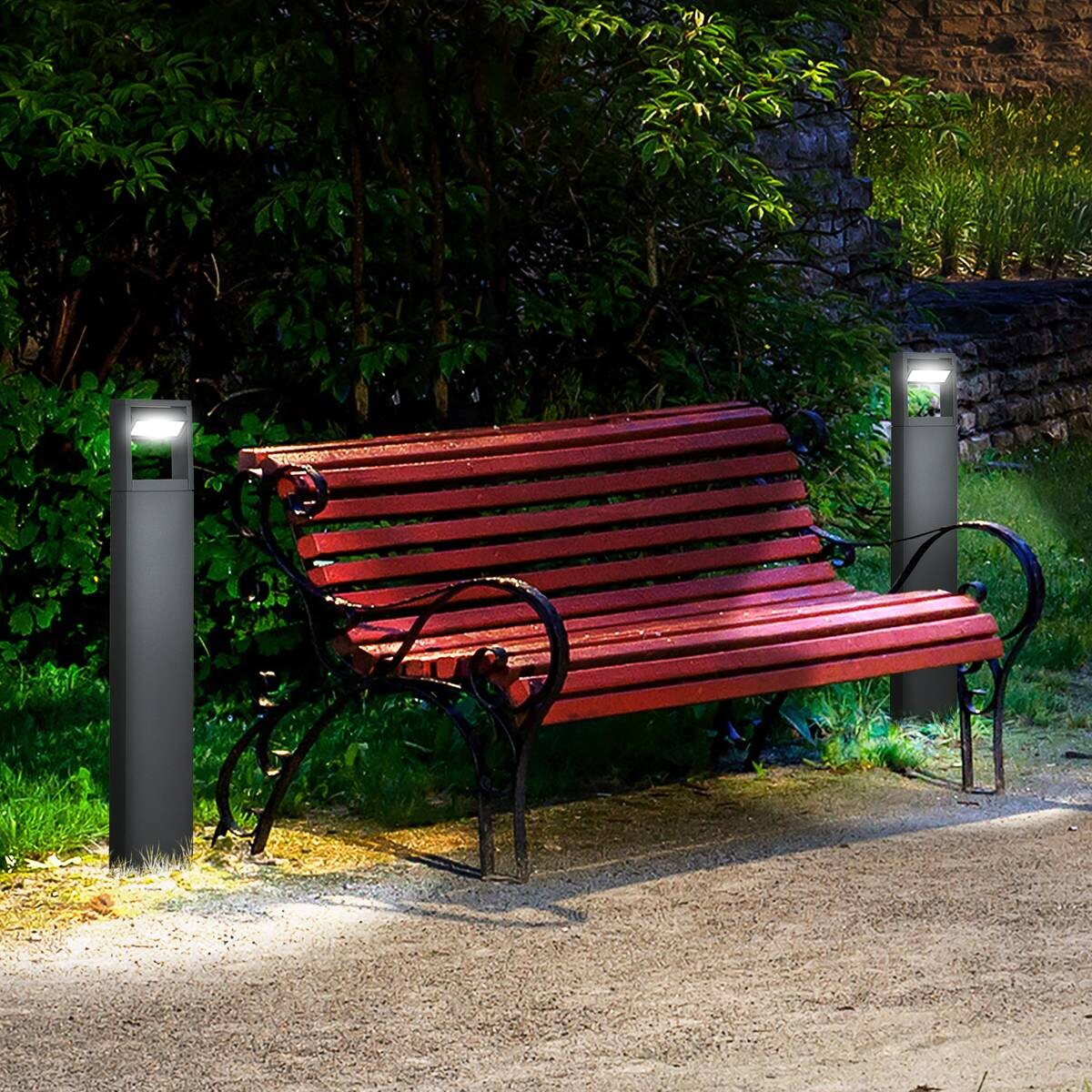 Gartenlampe mit LED dunkelgrau Aluminium Glas Gummi B/H/L: ca. 5x90x16 cm