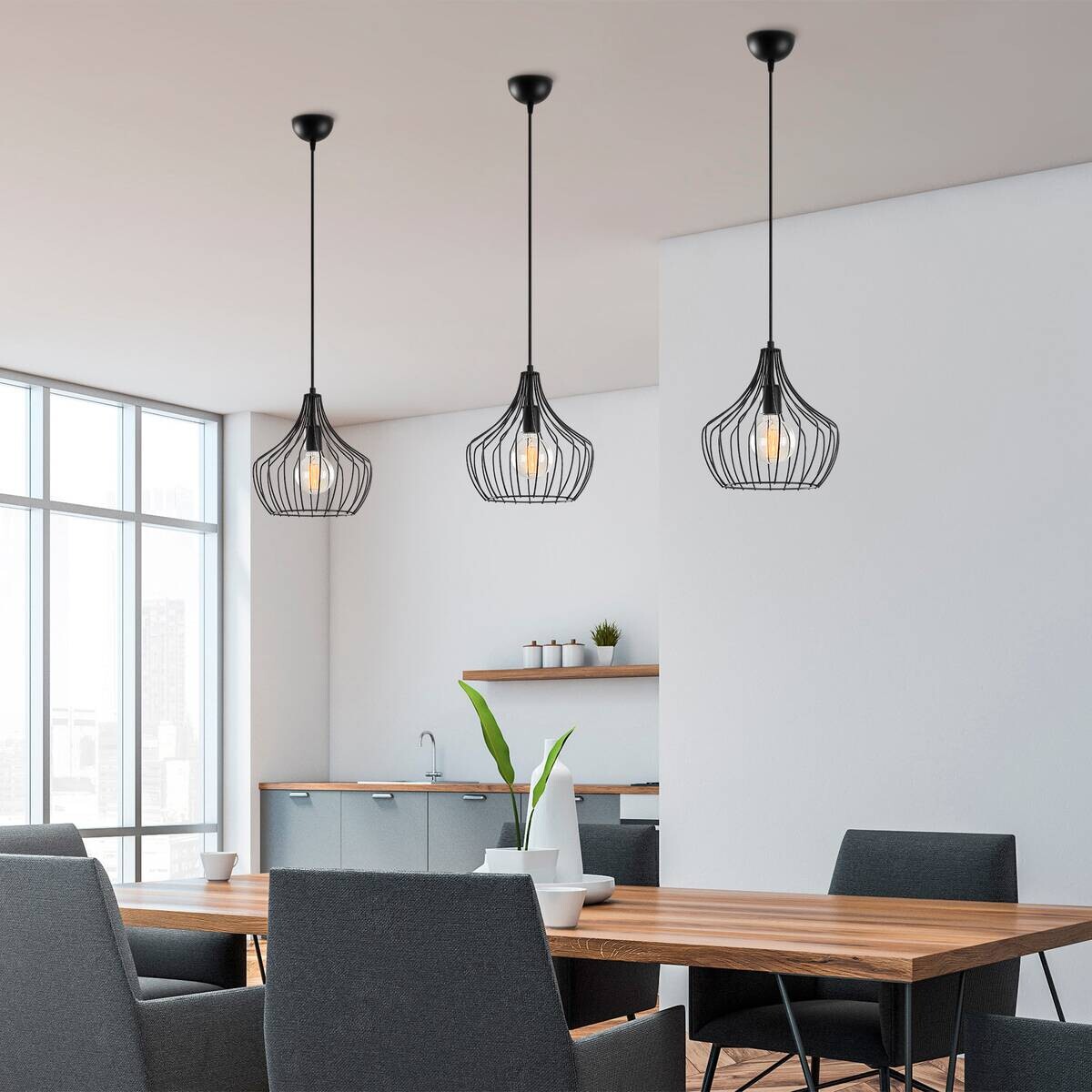 Opviq Pendelleuchte Mezopotamya schwarz B/H/T/L/D: ca. 27x126x27x27x27 cm E27 1 Brennstellen