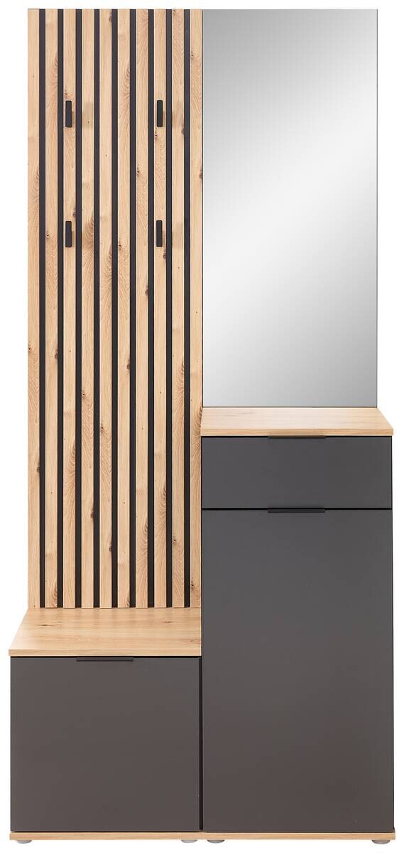 Garderobe Simple anthrazit Eiche Artisan Nachbildung B/H/T: ca. 88x195x35 cm