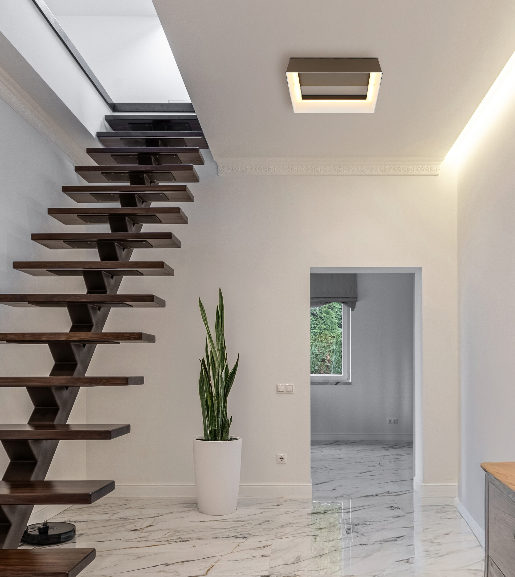 GLOBO Deckenleuchte kaffee Kunststoff Metall B/H/L: ca. 24x7,5x26 cm 1 Brennstellen