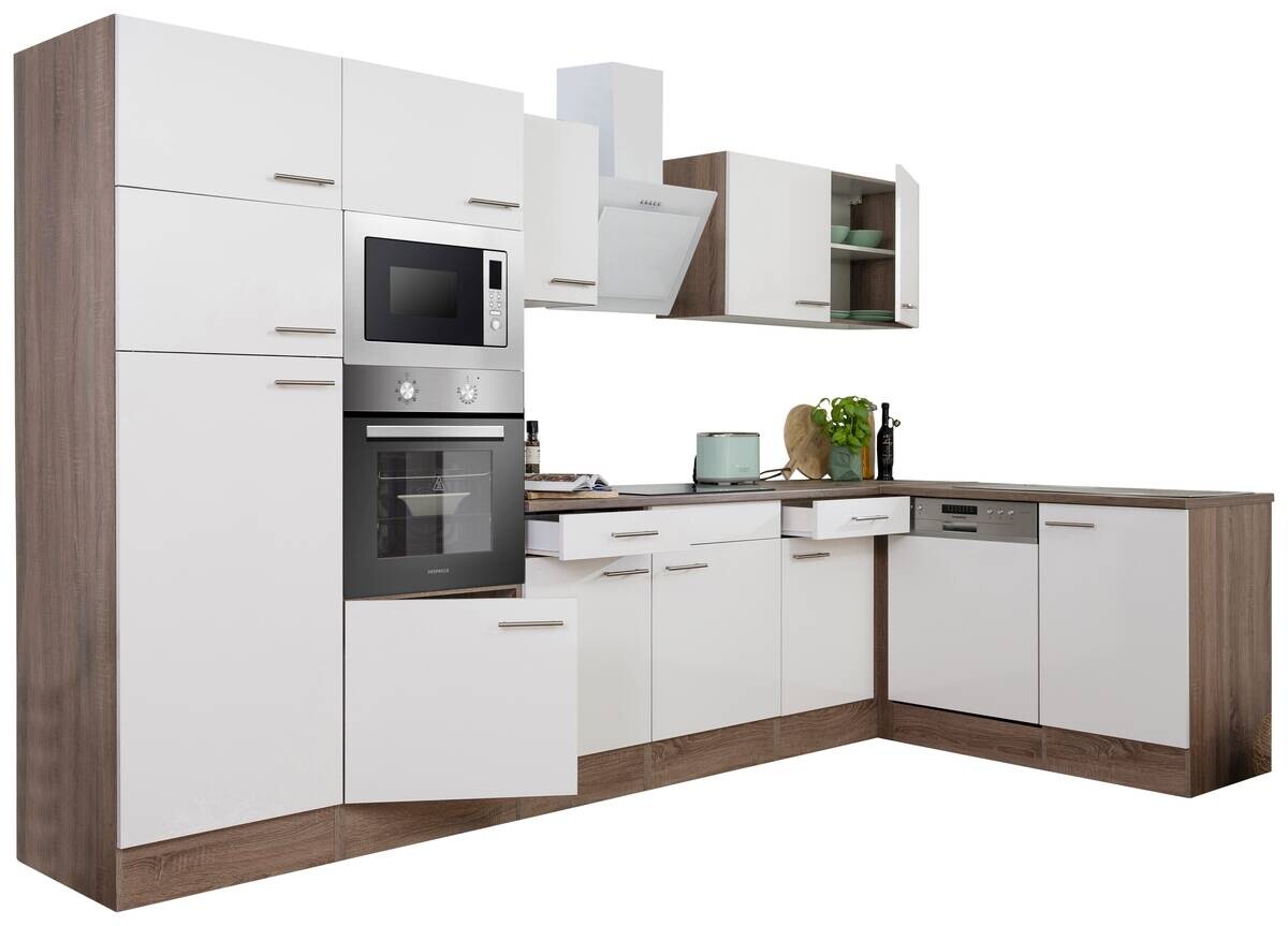 Respekta Winkelküche KBL340EYWMISGKE weiß B/H/T: ca. 340x205x172 cm