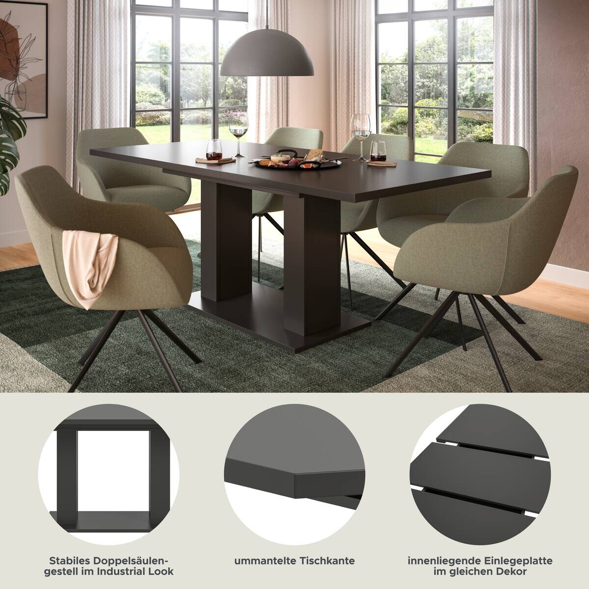 Esstisch MOTION grau B/H/T: ca. 150x76x90 cm