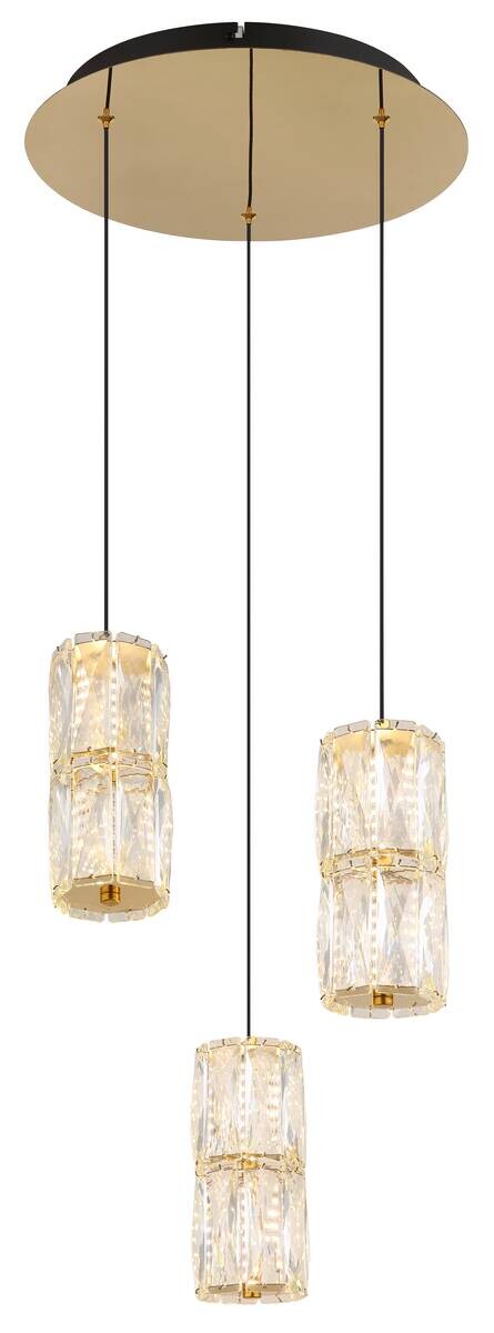GLOBO Pendelleuchte mattschwarz klar gold Glas Metall H/D: ca. 150x36 cm 1.0 Brennstellen
