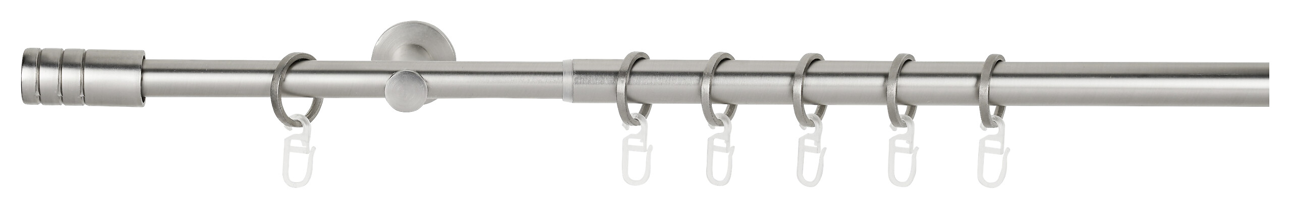 Gardinenstange Edelstahloptik Aluminium ausziehbar von ca. 120 bis 210 cm 1.0 Läufe