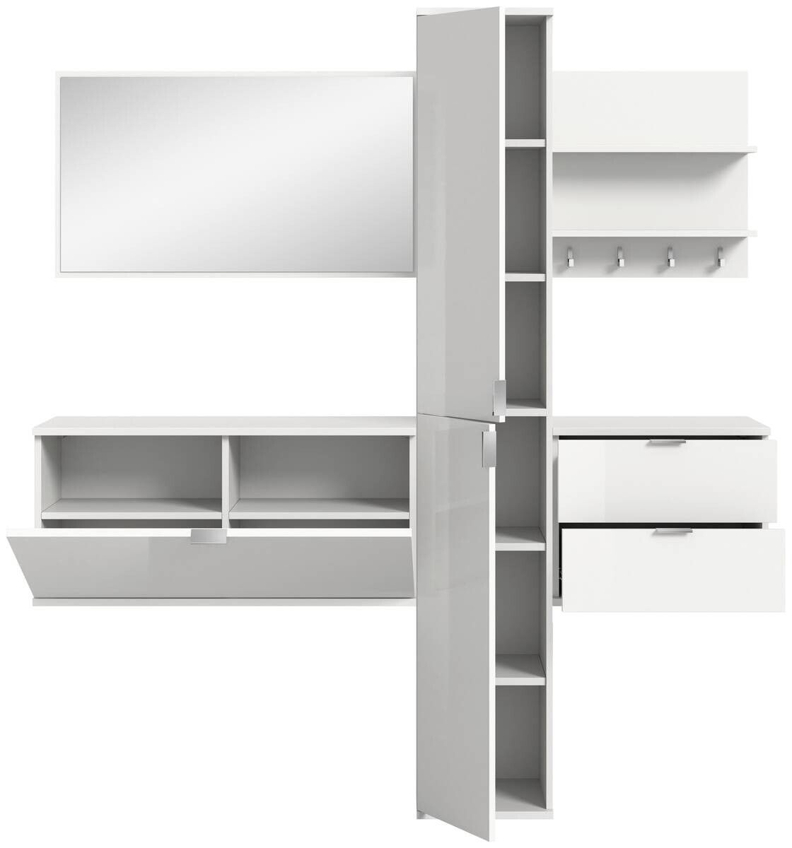 Garderobe PROJEKT X weiß weiß Hochglanz B/H/T: ca. 174x191x37 cm