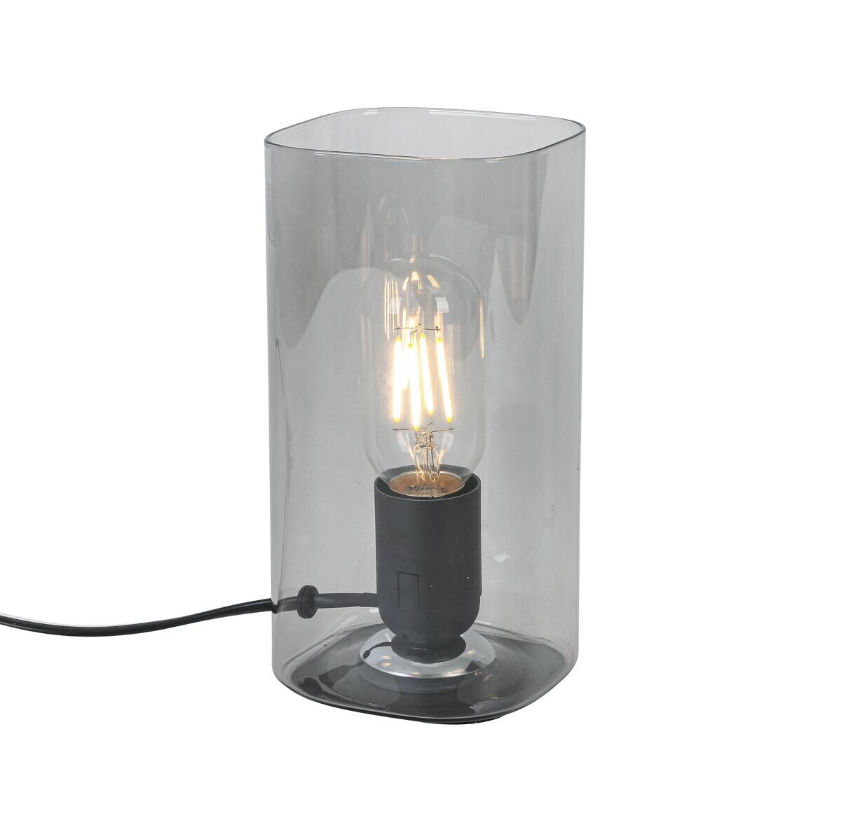 Nolo Tischleuchte Paige Rauch Glas B/H/L: ca. 9,5x20x9,5 cm E27 1 Brennstellen