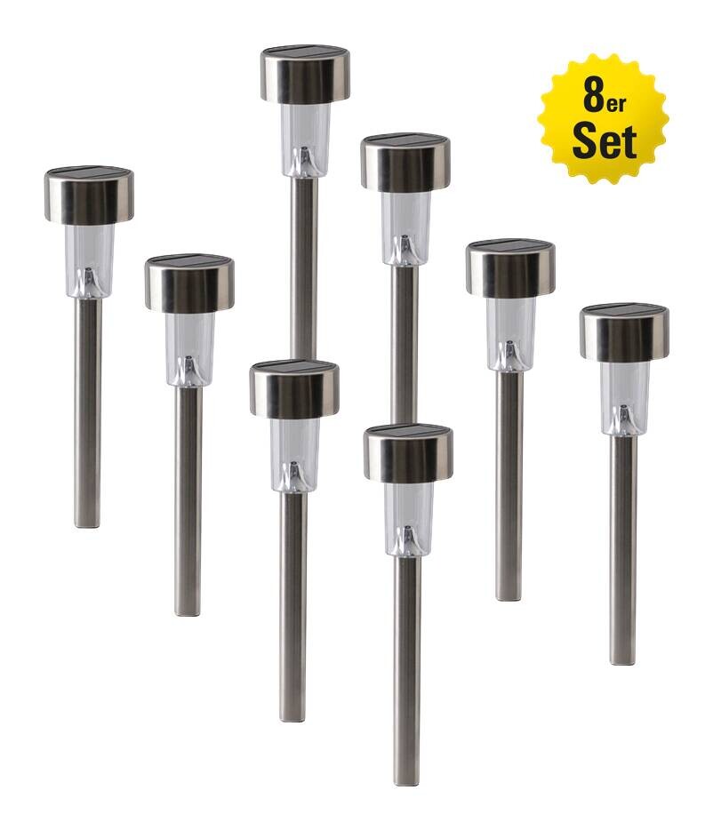 LED-Solarleuchte stahlgrau Metall Kunststoff B/H/T/D: ca. 5,5x36,5x5,5x5,5 cm