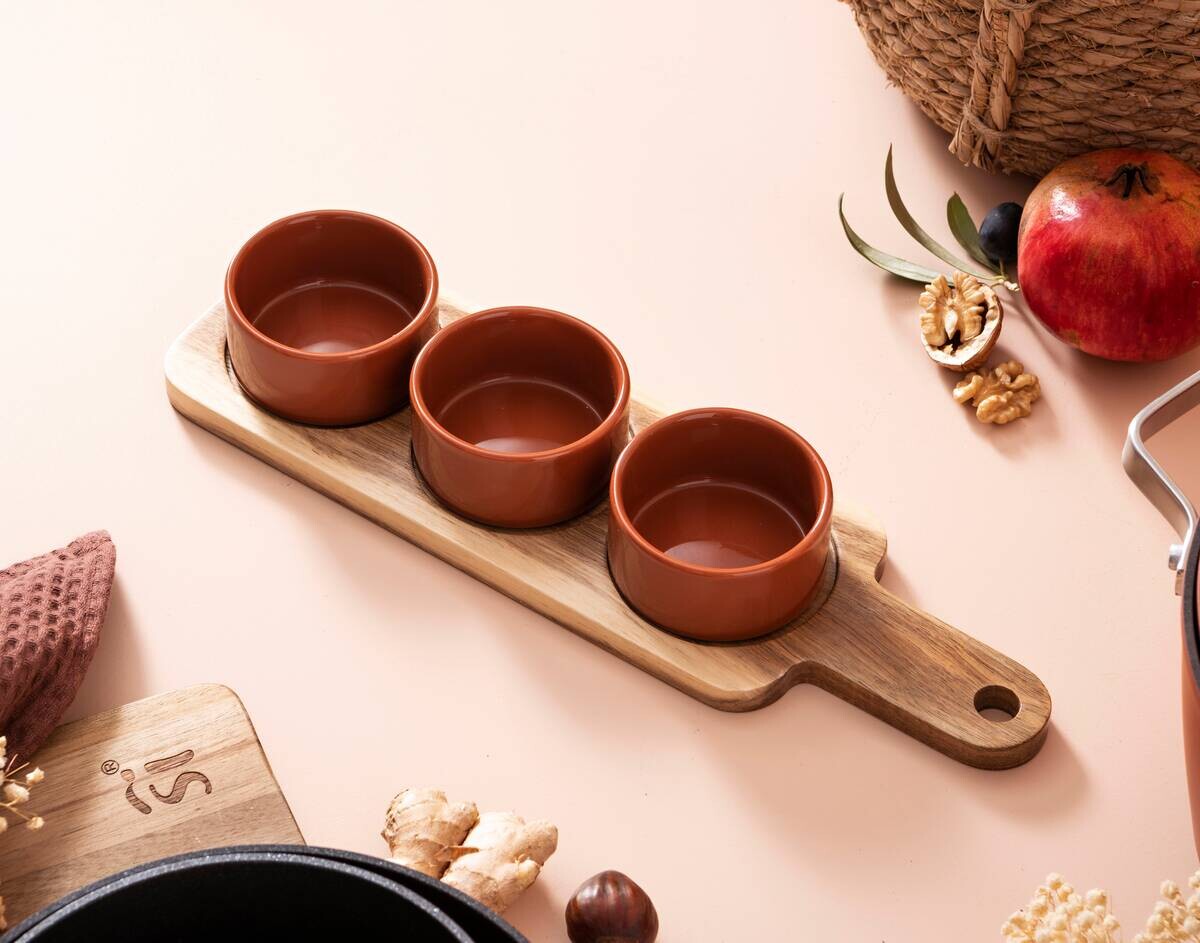 SAN IGNACIO Schalenset AGROS braun Steinzeug D: ca. 8 cm