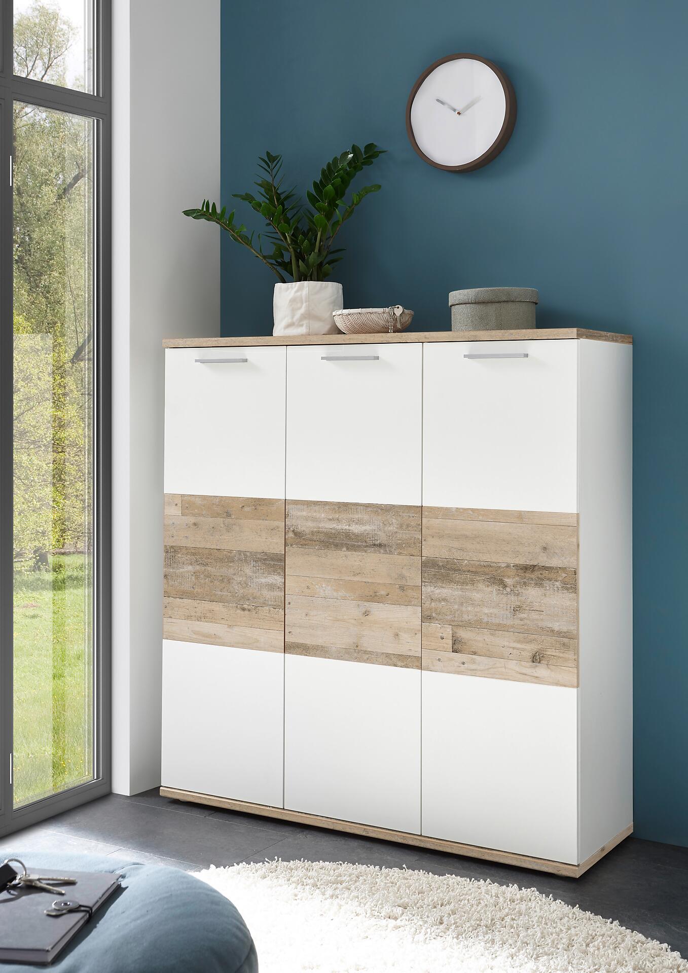 Kommode Hugo weiß Old Wood hell Nachbildung B/H/T: ca. 116x122x38 cm