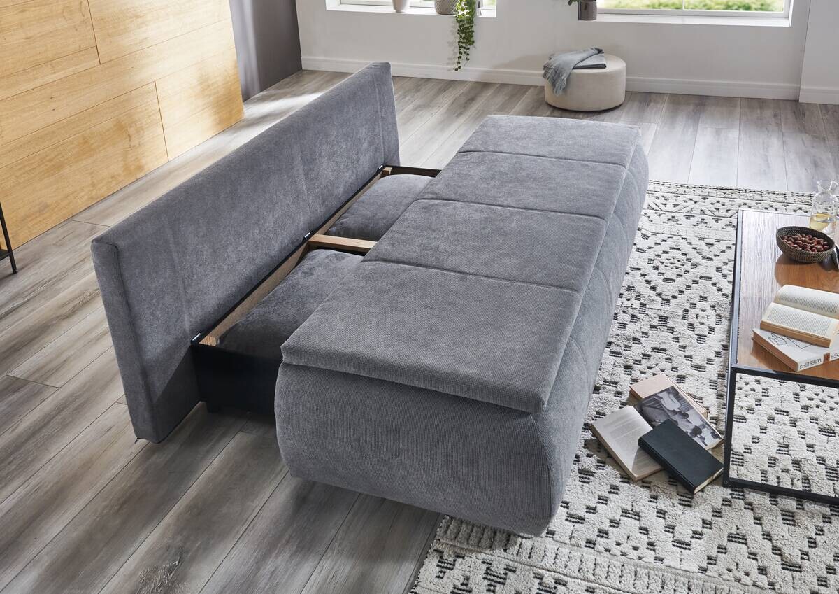 Schlafsofa grau Microfaser B/H/T: ca. 207x94x90 cm