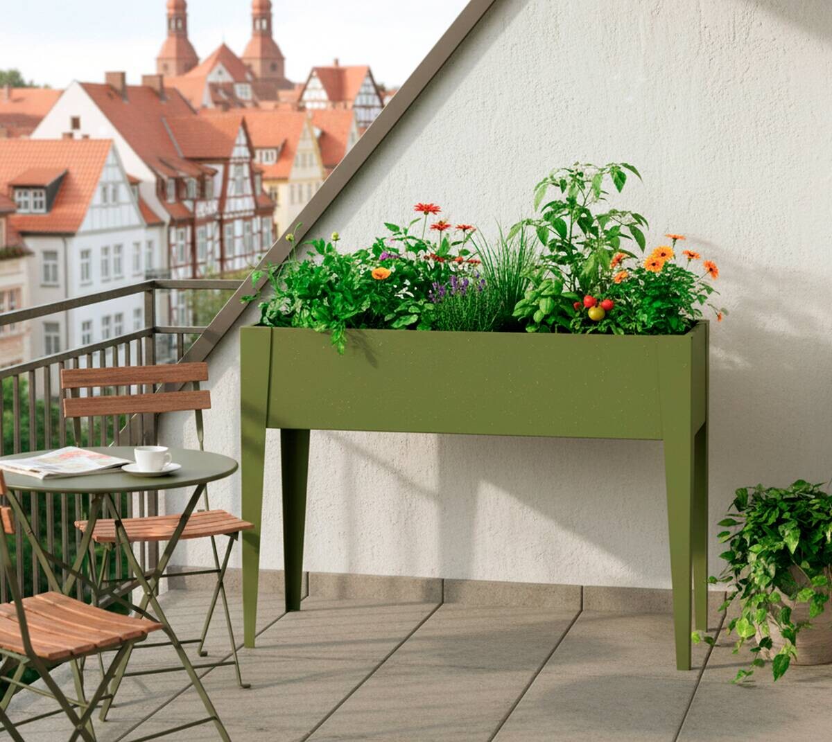 Westmann Hochbeet Vedura olive Stahl B/H/L: ca. 100x80x30 cm