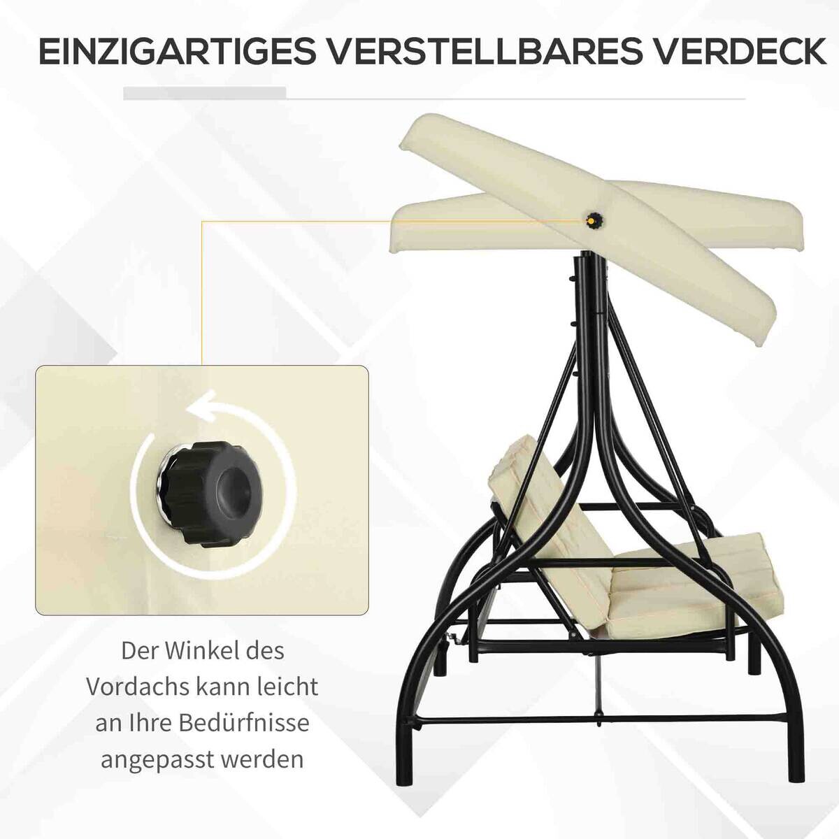 Outsunny Hollywoodschaukel beige Stahl B/H/L: ca. 117x175x195 cm