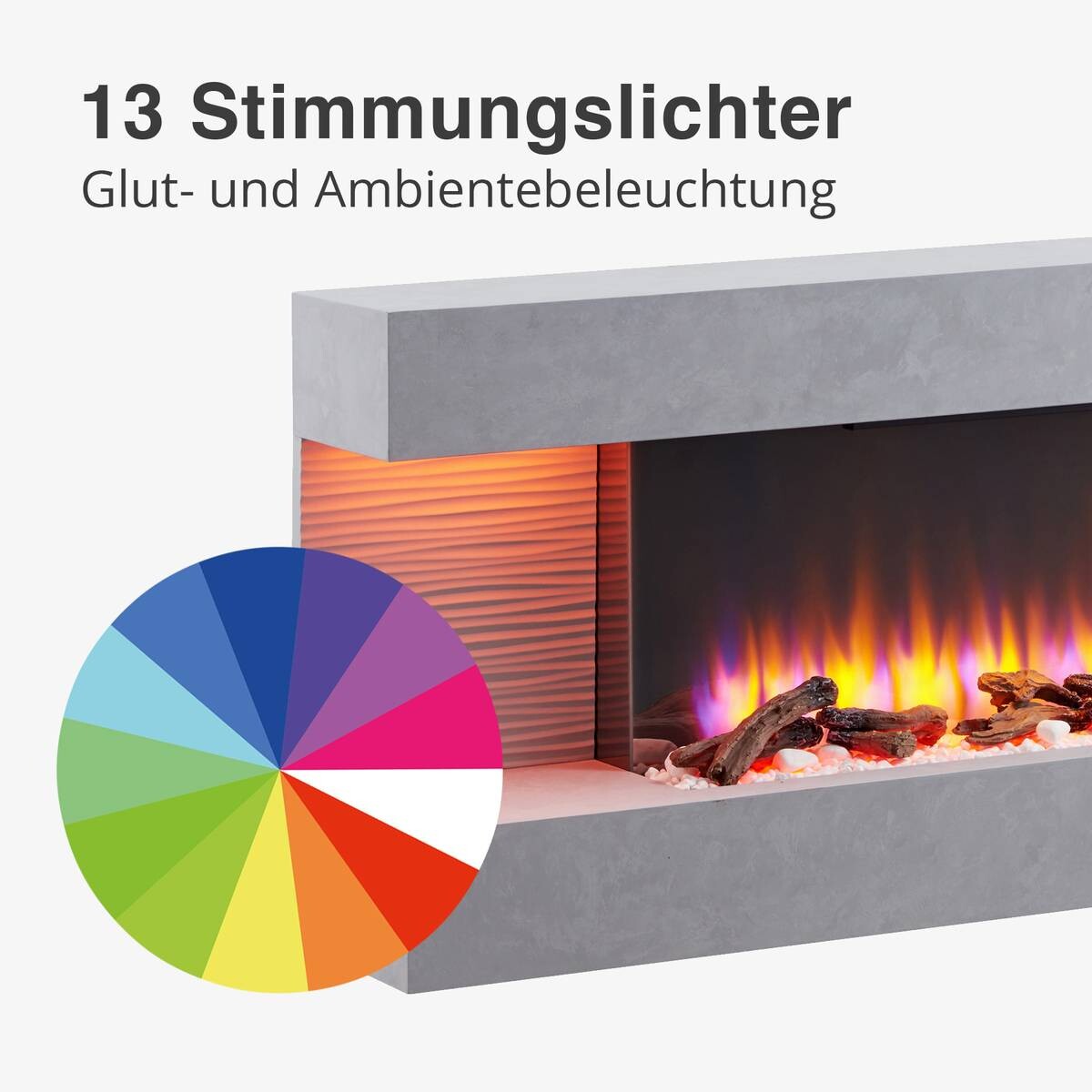 Balderia Wandkamin Elektrischer-Kamin Hestia grau MDF B/H/T: ca. 152x59x25 cm