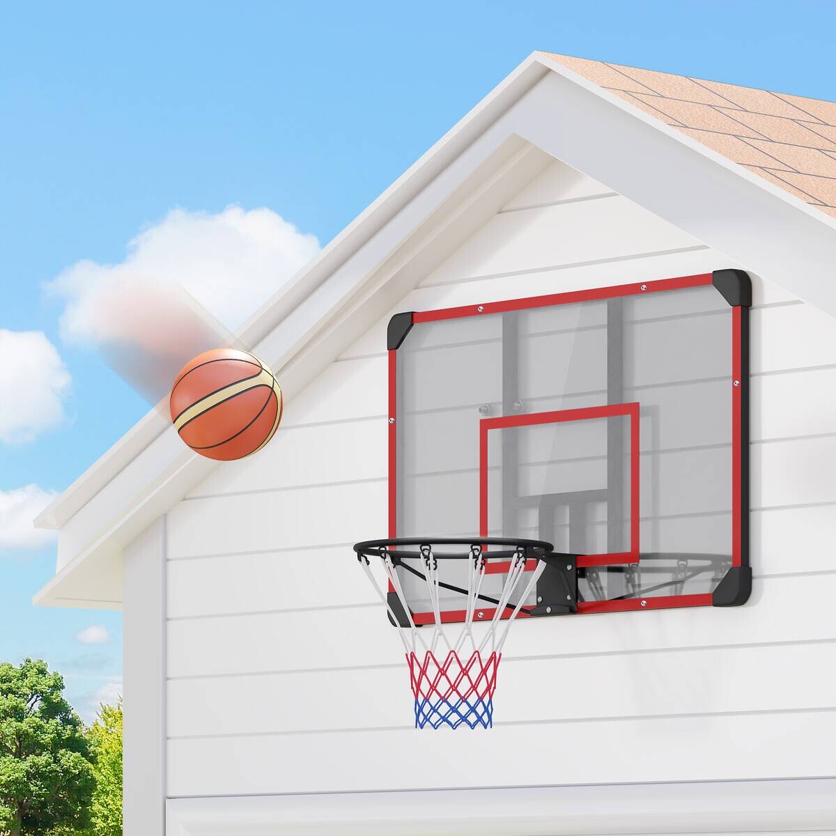 SPORTNOW Basketballkorb rot Kunststoff B/H/L: ca. 61x73x113 cm