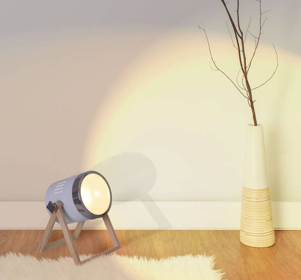 Näve Leuchten Tischleuchte 3154523 weiß Metall Holz B/H/T: ca. 21x28x21 cm E27 1 Brennstellen