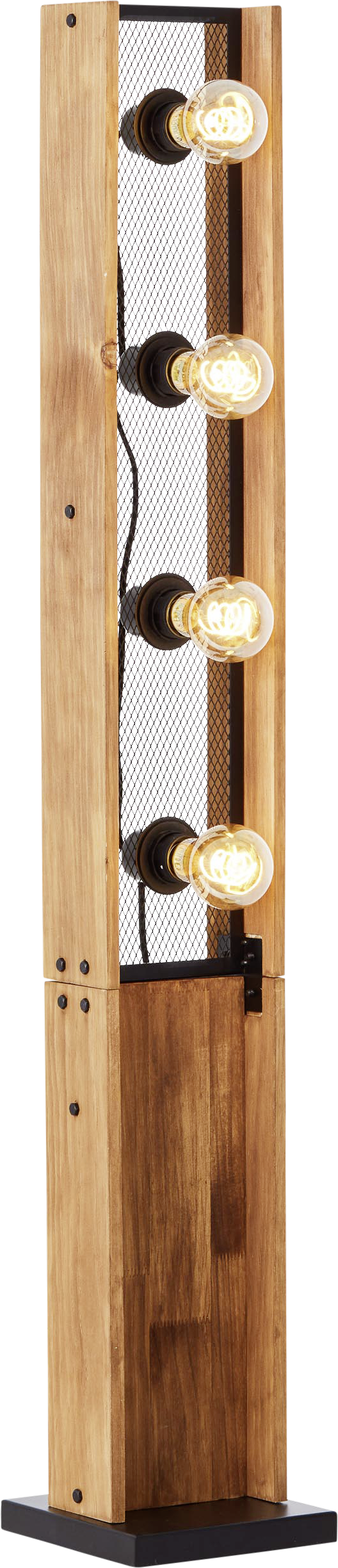 Brilliant Stehleuchte Calandra 93122/76 schwarz natur Metall Holz B/H/T: ca. 20x125,5x20 cm E27 4 Brennstellen