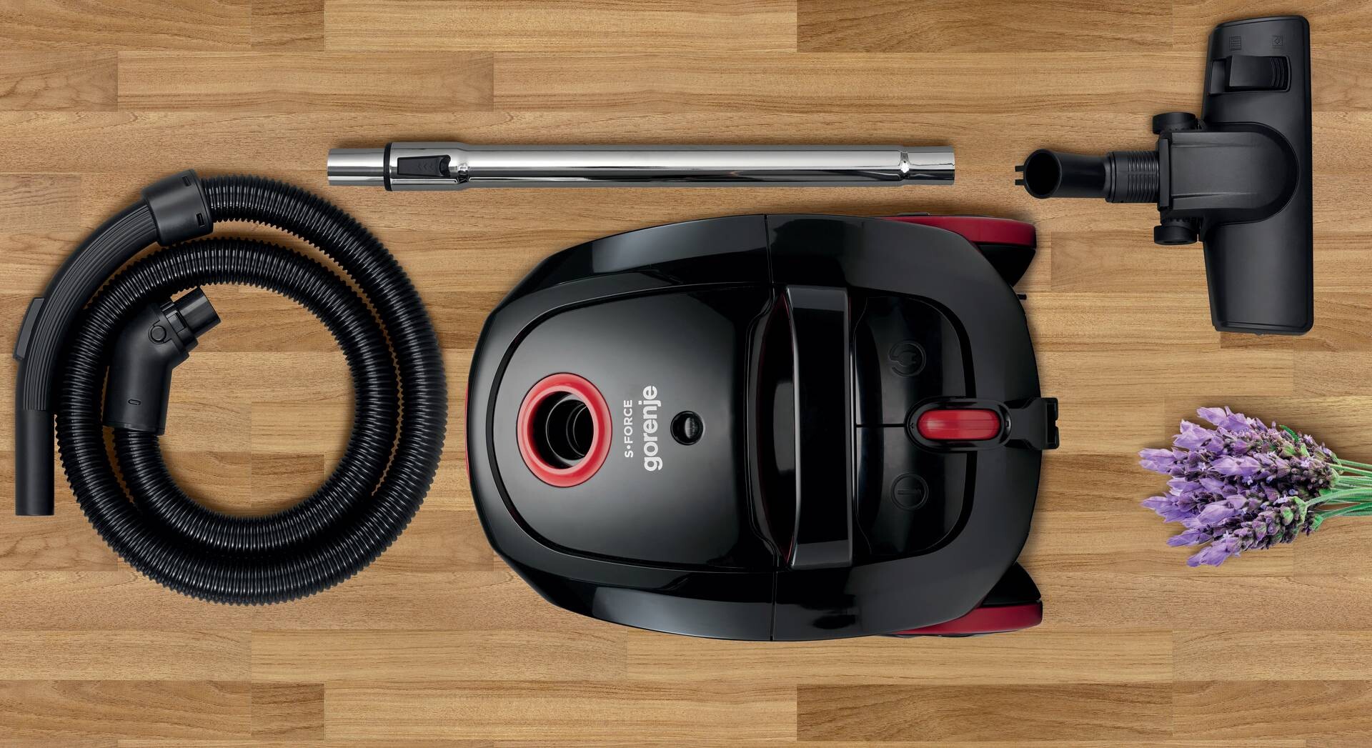 Bodenstaubsauger 743013 schwarz rot Kunststoff B/H: ca. 39x30 cm