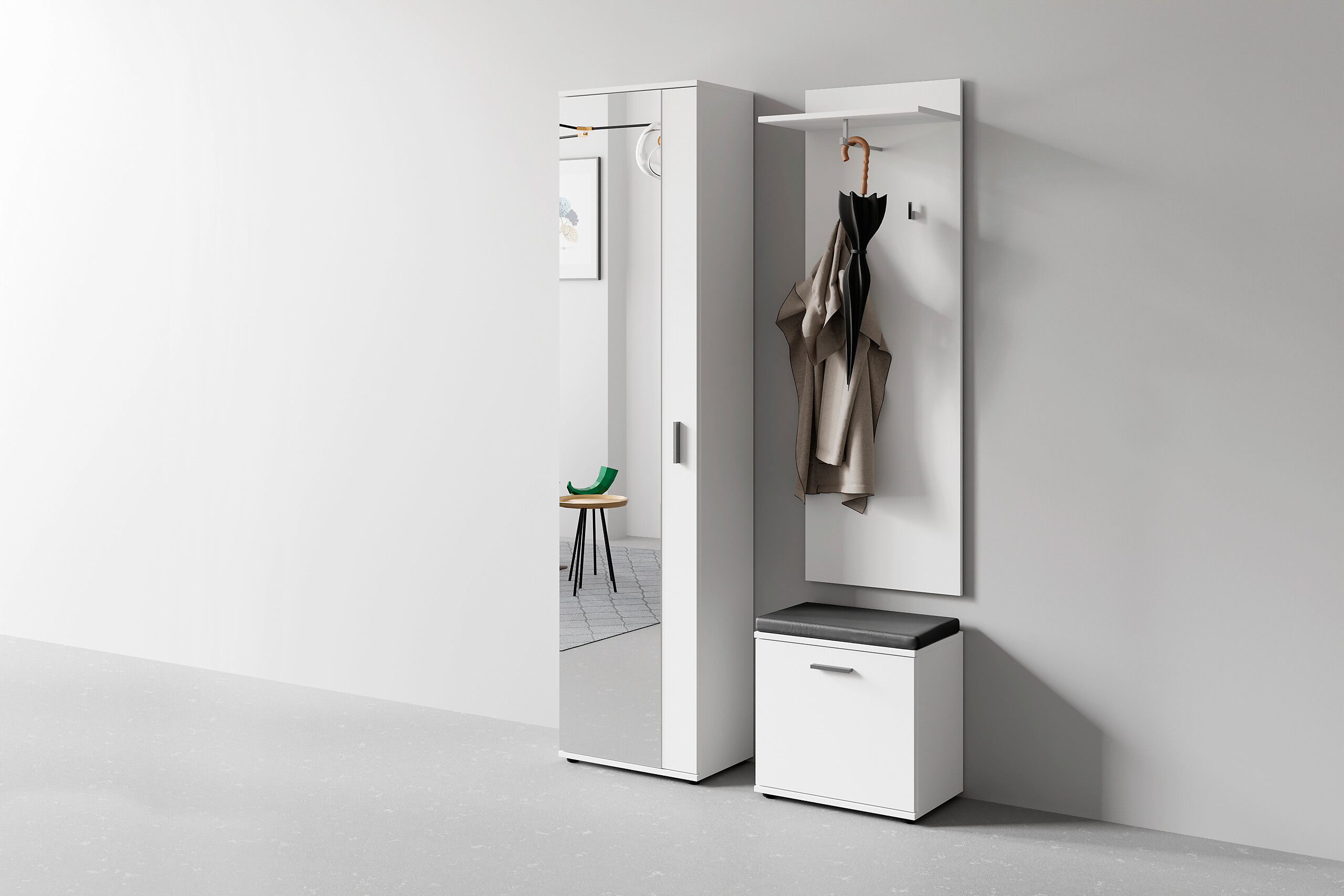 Garderobenset JAKOB Set 3-tlg. weiß schwarz