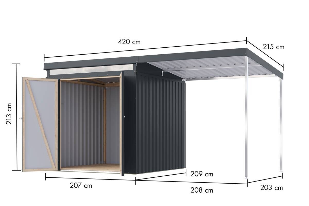 Karibu Gartenhaus Indra 2 anthrazit B/H/T: ca. 206x213x206 cm