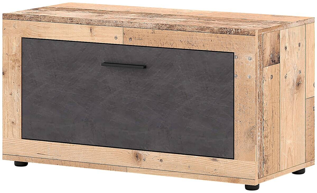 Schuhschrank LUNA 2 Eiche Matera Nachbildung Beton Optik B/H/T: ca. 88,9x48x40 cm