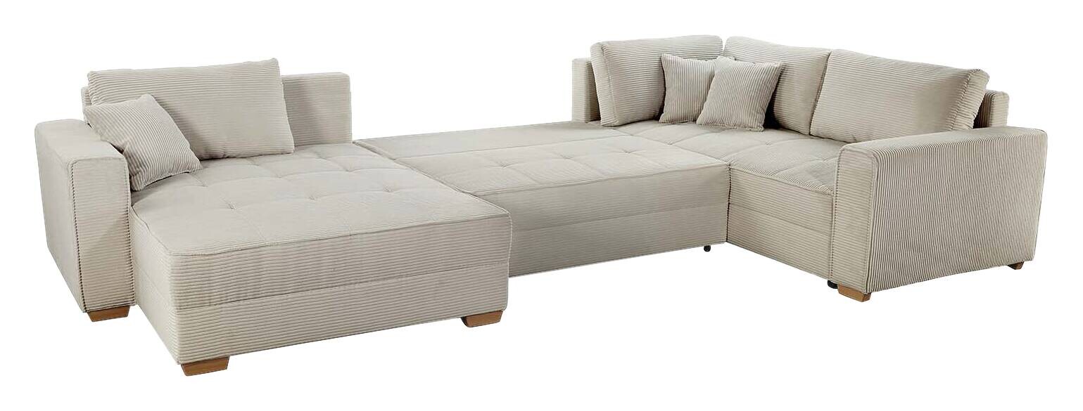 Wohnlandschaft Greige Microfaser B/H/T: ca. 379x86x227 cm