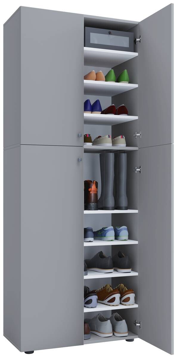 Schuhschrank Lona XXL grau weiß B/H/T: ca. 70x182x39 cm
