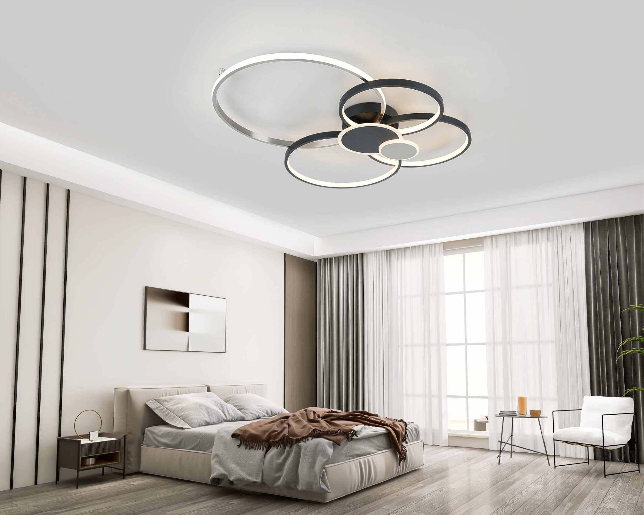 Nolo Lighting LED-Deckenleuchte Big schwarz Aluminium B/H/L: ca. 64x11x80 cm