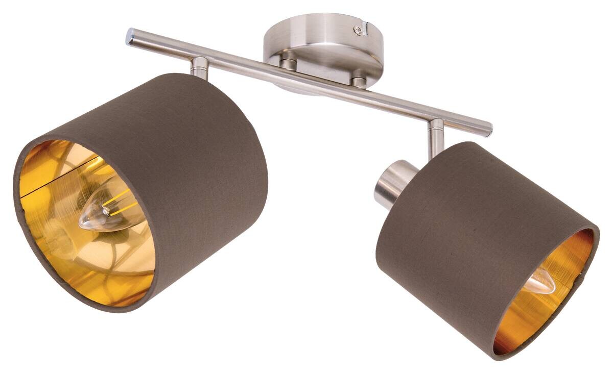 Näve Leuchten Spotleuchte 1386514 braun Textil Metall B/H/T: ca. 12x20,7x46 cm 2 Brennstellen