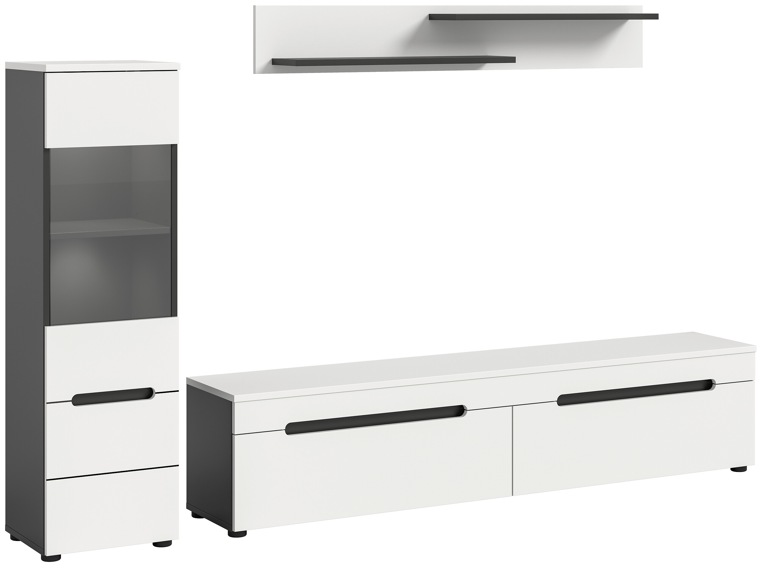 Wohnwand Canu basaltgrau weiß B/H/T: ca. 221x141x33 cm