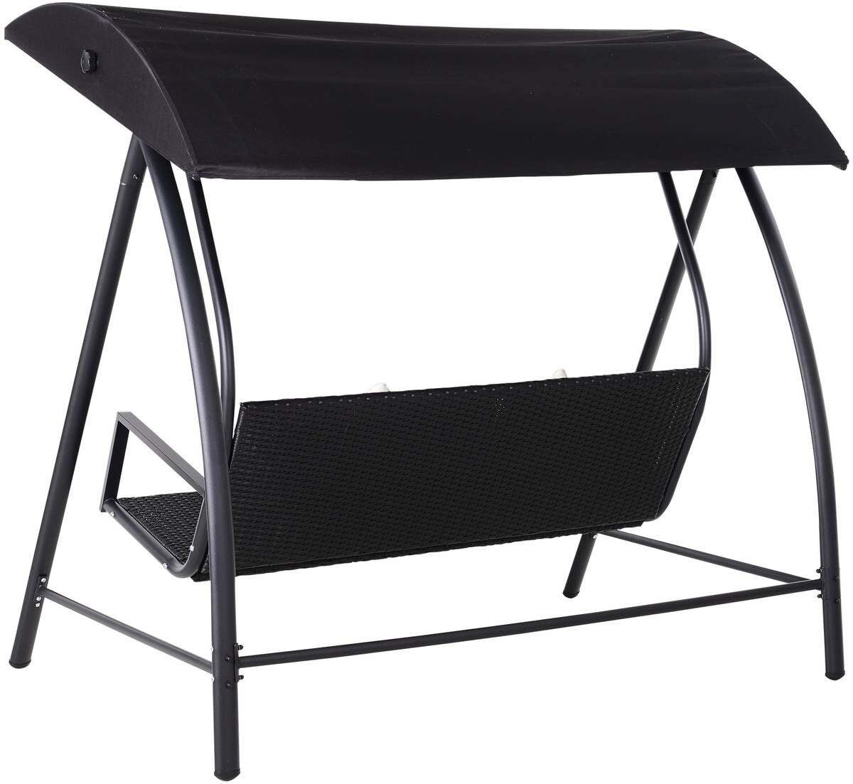 Outsunny Hollywoodschaukel schwarz Polyrattan B/H/L: ca. 124x179x198 cm