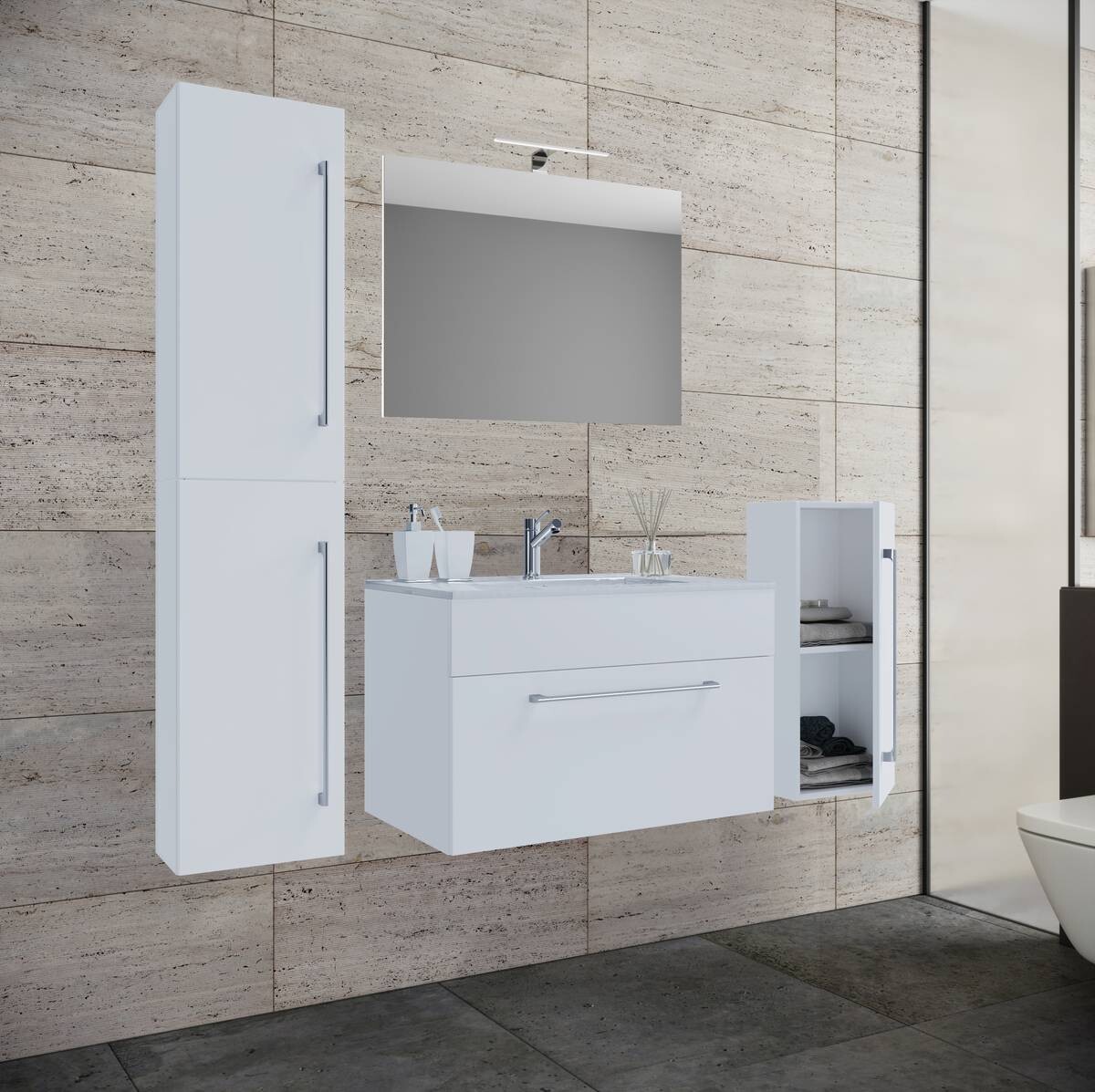 Regal Lona I buche Nachbildung weiß B/H/T: ca. 35x183x37 cm