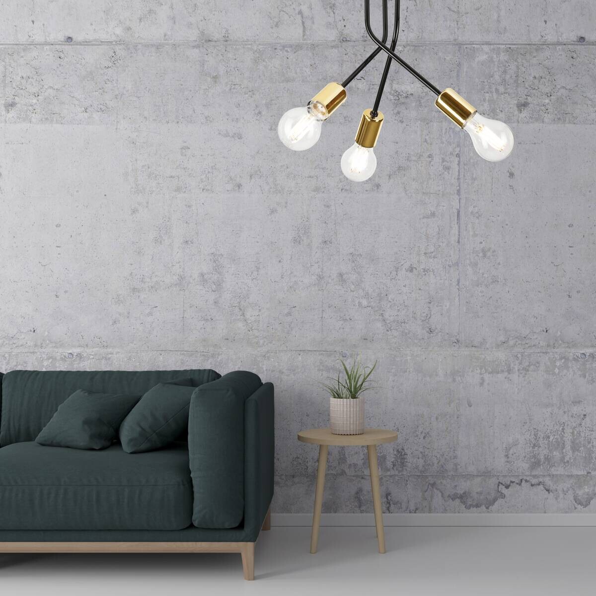 Lamkur Deckenleuchte gold Stahl B/H/L: ca. 33x34x33 cm E27 3 Brennstellen