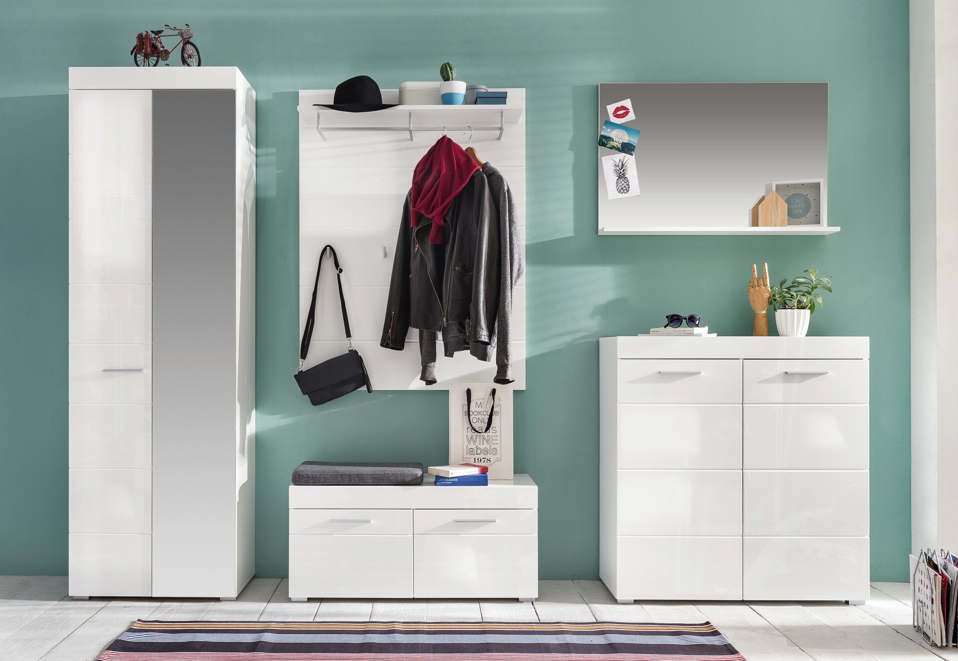 Sitzbank Amanda weiß Hochglanz B/H/T: ca. 91x42x38 cm