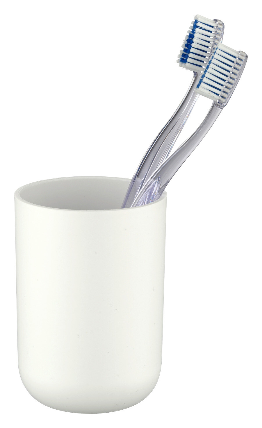 WENKO Zahnputzbecher weiß silber Kunststoff