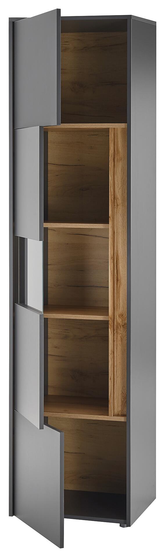 Standvitrine City Eiche Wotan Nachbildung anthrazit B/H/T: ca. 50x197x40 cm