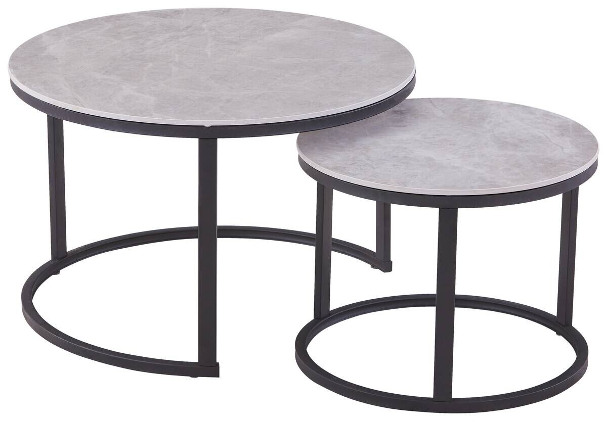 Couchtisch C680G-Couple grau schwarz Keramik Metall B/H: ca. 70x45 cm