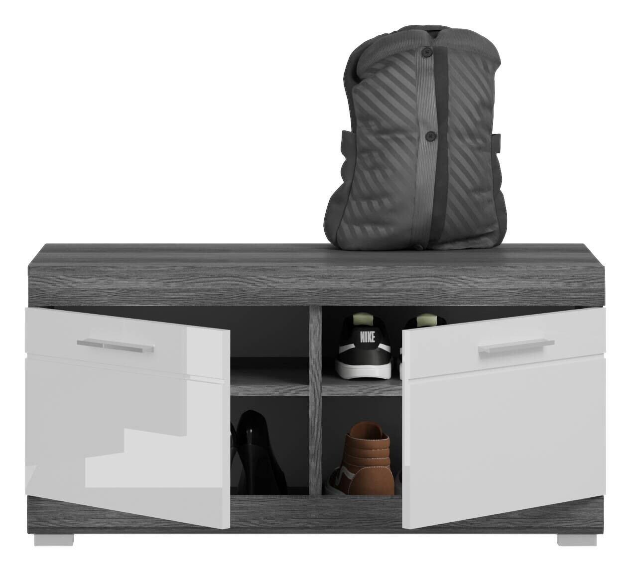 Sitzbank SCOUT Rauchsilber Nachbildung weiß Hochglanz B/H/T: ca. 90x44x40 cm