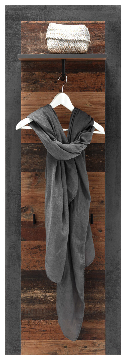 Garderobenpaneel Indiana Beton dunkel Optik Old Wood Nachbildung B/H/T: ca. 48x148x25 cm