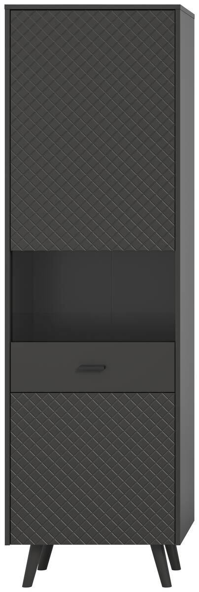 Vitrinenschrank LINEA grau schwarz B/H/T: ca. 58x195x37 cm